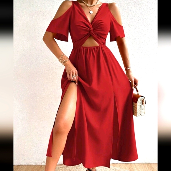 Open Shoulder Knot Dress - Picture 1 of 5